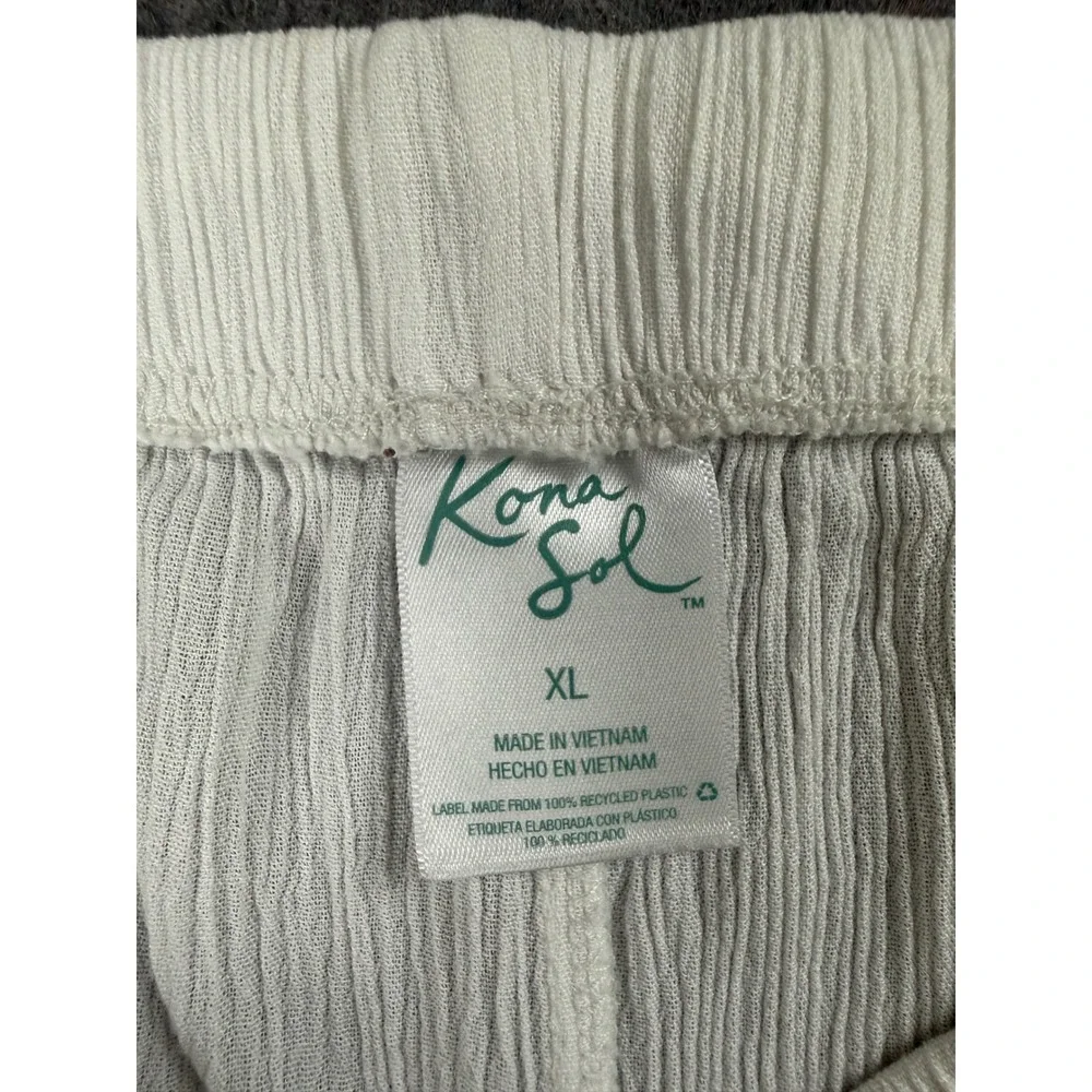 Kona Sol Womens XL White Gauze Wrap Front‎ Tie Swim Cover Up Slit Pants